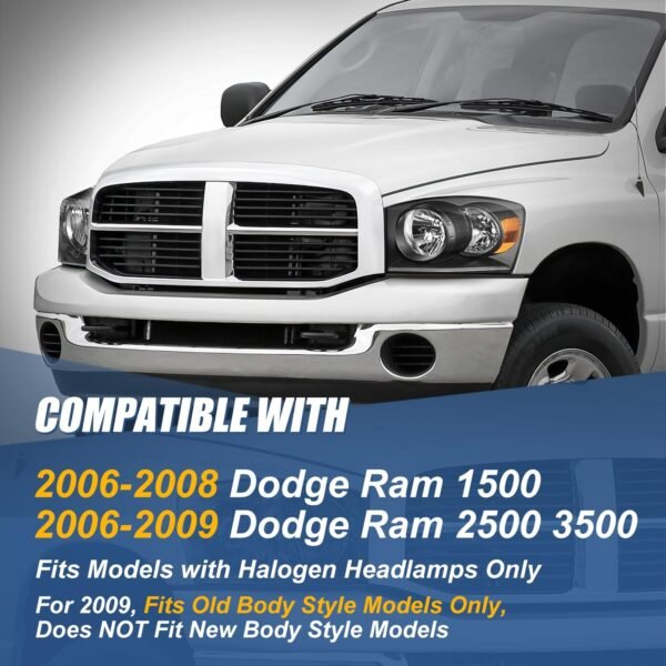 原廠替換型大燈 2006 至 2008 年款 道奇（Dodge）公羊（Ram）1500、2006 至 2009 年款 道奇（Dodge）公羊（Ram）2500、3500