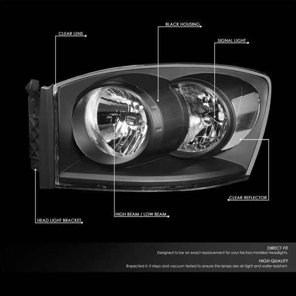 原廠替換型大燈 2006 至 2008 年款 道奇（Dodge）公羊（Ram）1500、2006 至 2009 年款 道奇（Dodge）公羊（Ram）2500、3500