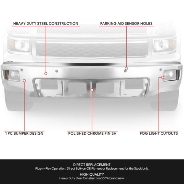 前保險杠（帶霧燈孔） 2014 至 2015 年款 雪佛蘭（Chevy）Silverado 1500